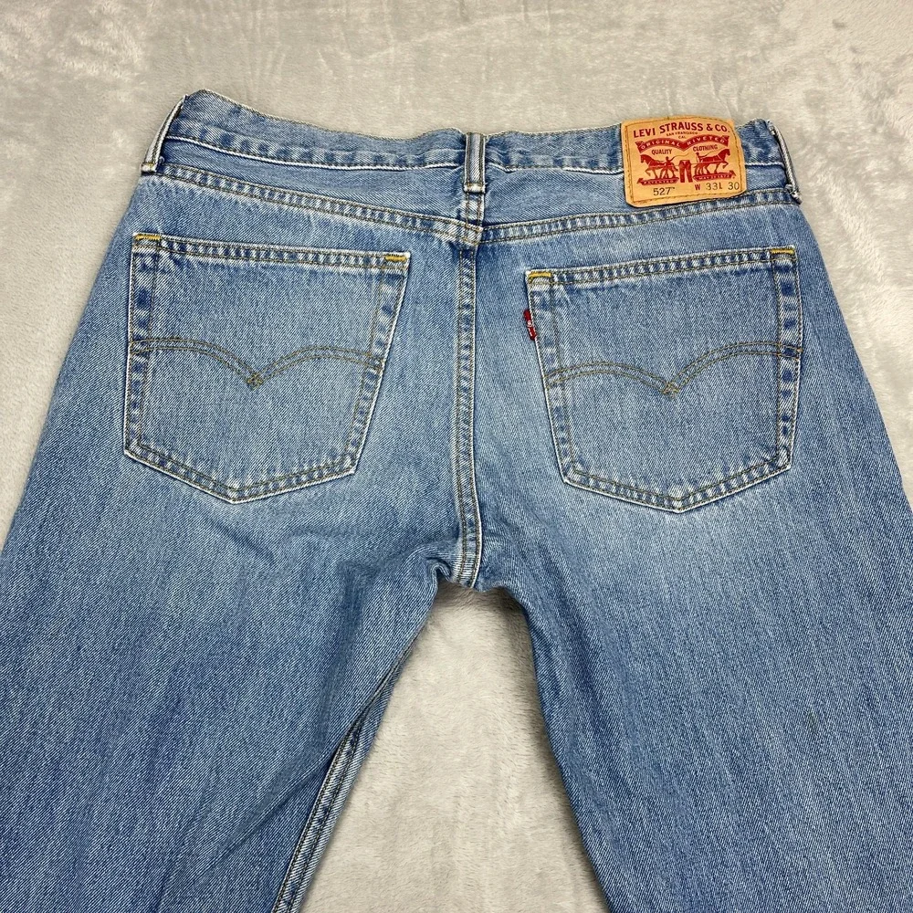 Levi's Jeans Mens 33x30 Blue Denim 527 Medium Wash 5-Pocket Slim Bootcut Grunge
